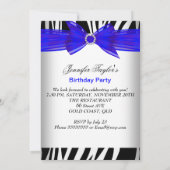 ゼブラブルー王室のハイヒールブラックバースデーパーティー 招待状 (裏面)