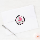 ゼブラプリントおよびピンクベビーキャリッジシール ラウンドシール (封筒)