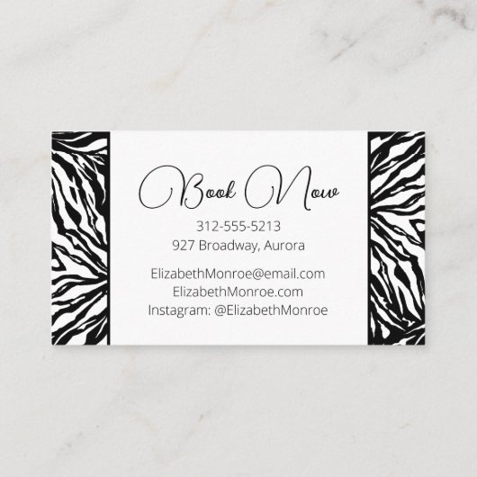 ゼブラプリントサロン美容師化粧 名刺 (裏面)