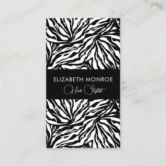 ゼブラプリントサロン美容師化粧 名刺 (正面)