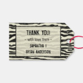 ゼブラプリントサンキューウェディングパーティーエレガントストライプ ギフトタグ (正面(横))