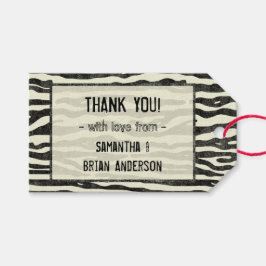 ゼブラプリントサンキューウェディングパーティーエレガントストライプ ギフトタグ