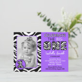 ゼブラプリントパープルガールズファースト誕生日 招待状 (スタンド正面)