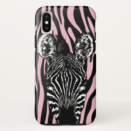 ゼブラプリントピンクのトレンディーなシマウマの群れ Case-Mate iPhoneケース (裏面)