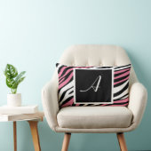 ゼブラプリントピンクミックスモノグラムランバーピロー ランバークッション (椅子)