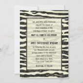 ゼブラプリントブラックベージュヴィンテエレガントージウェディング 招待状 (正面)