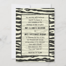 ゼブラプリントブラックベージュヴィンテエレガントージウェディング 招待状