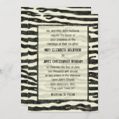ゼブラプリントブラックベージュヴィンテエレガントージウェディング 招待状 (正面/裏面)