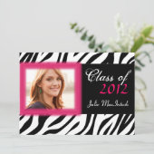 ゼブラプリントホットピンクフォト卒業招待状 招待状 (スタンド正面)