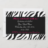 ゼブラプリントホットピンクフォト卒業招待状 招待状 (裏面)