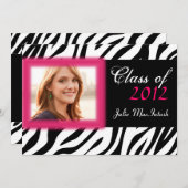 ゼブラプリントホットピンクフォト卒業招待状 招待状 (正面/裏面)
