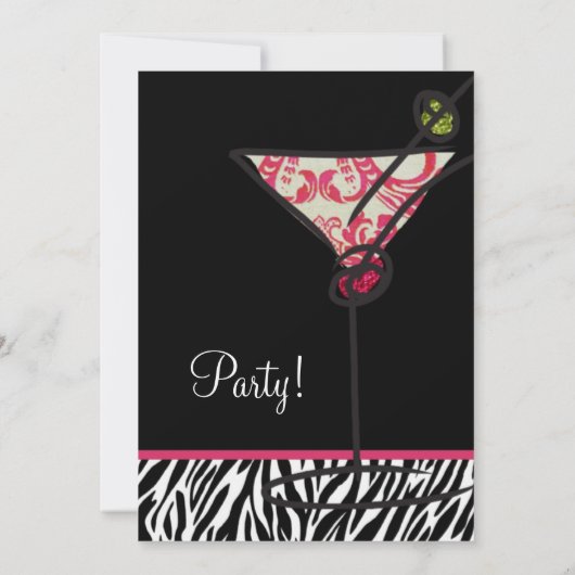 ゼブラプリントマルティーニ誕生日パーティー 招待状 (裏面)