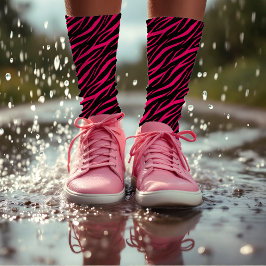 ゼブラプリントモダンキュート&エレガントピガーリーックブラック ソックス