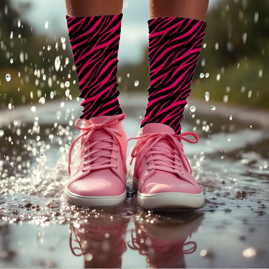 ゼブラプリントモダンキュート&エレガントピガーリーックブラック ソックス