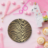 ゼブラプリント動物の皮エレガント質グモダンラム金ゴールド ペーパープレート (パーティー)