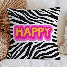 ゼブラプリント柄の「Happy」文字 ボールドドーパミン