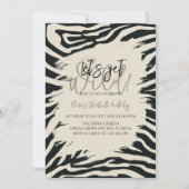 ゼブラプリント誕生日スタイリッシュアニマルプリントパーティー 招待状 (正面)