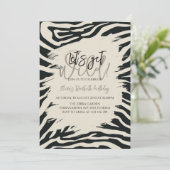 ゼブラプリント誕生日スタイリッシュアニマルプリントパーティー 招待状 (スタンド正面)