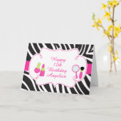 ゼブラプリント誕生日パンパーパーティー誕生日カード カード (黄色い花)