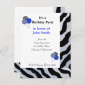 ゼブラプリント誕生日招待状 招待状 (正面/裏面)