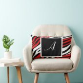 ゼブラプリント赤ミックスモノグラムランバーピロー ランバークッション (椅子)