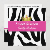 ゼブラプリント&クラウンSweet sixteen招待状 招待状 (正面/裏面)