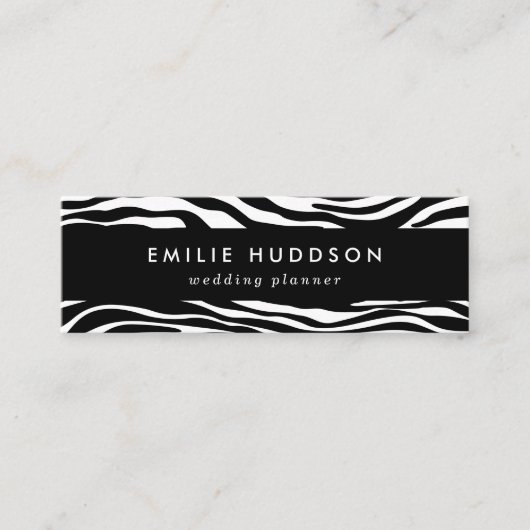 ゼブラプリント、ゼブラストライプ、白黒 スキニー名刺 (正面)