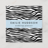 ゼブラプリント、ゼブラストライプ、白黒 スクエア名刺 (正面)
