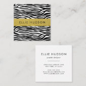 ゼブラプリント、ゼブラストライプ、白黒 スクエア名刺 (正面/裏面)
