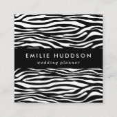 ゼブラプリント、ゼブラストライプ、白黒 スクエア名刺 (正面)