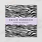 ゼブラプリント、ゼブラストライプ、白黒 スクエア名刺 (正面)