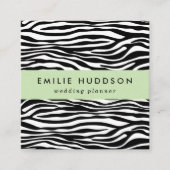 ゼブラプリント、ゼブラストライプ、白黒 スクエア名刺 (正面)