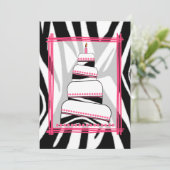 ゼブラプリント&ピンクバースデーパーティ招待状 招待状 (スタンド正面)