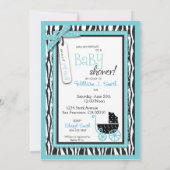 ゼブラプリント&ベビーキャリッジベビーシャワー 招待状 (裏面)