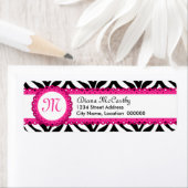 ゼブラプリント&ホットピンクレースモノグラム ラベル (インサイチュ)