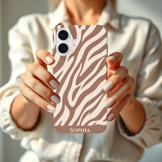 ゼブラプリント モカムース iPhone 16ケース