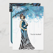 ゼブラベイビーシャワー招待状 招待状 (正面/裏面)