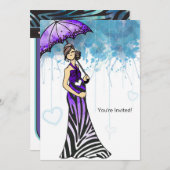 ゼブラベイビーシャワー招待状 招待状 (正面/裏面)