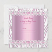 ゼブラベビーシャワーガールベビーピンクアンブレラホワイト 招待状 (裏面)