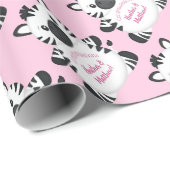 ゼブラベビーシャワーサファリピンクガール ラッピングペーパー (ロールコーナー)