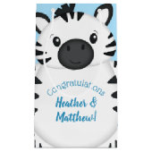 ゼブラベビーシャワーサファリブルーボーイ スモールペーパーバッグ (正面)