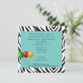 ゼブラベビーシャワーパーティーティール（緑がかった色） 招待状 (スタンド正面)