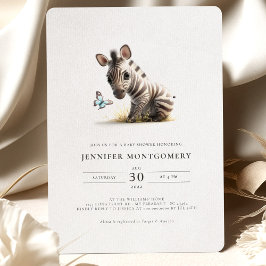 ゼブラベビーシャワーブルーボーイ招待状 招待状