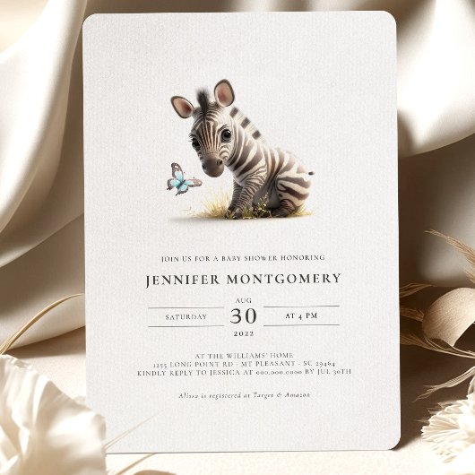 ゼブラベビーシャワーブルーボーイ招待状 招待状