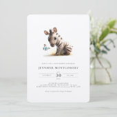 ゼブラベビーシャワーブルーボーイ招待状 招待状 (スタンド正面)