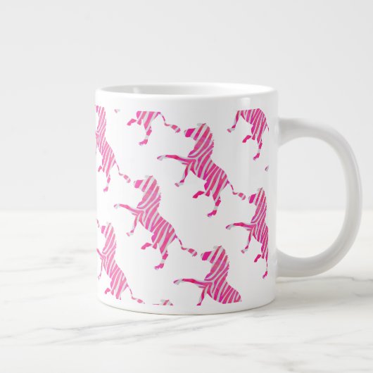 ゼブラホットピンクとホワイトシルエット ジャンボコーヒーマグカップ (右)