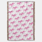 ゼブラホットピンクとホワイトシルエット スローブランケット (正面縦)