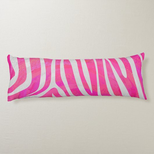 ゼブラホットピンクとホワイトシルエット ボディピロー (裏面)