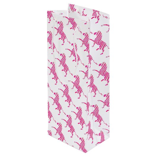 ゼブラホットピンクとホワイトシルエット ワインギフトバッグ (裏面アングル)