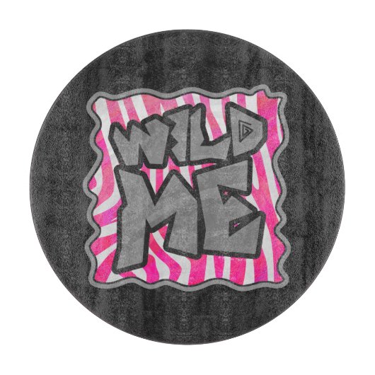 ゼブラホットピンクとホワイトワイルドミー カッティングボード (正面)